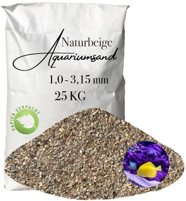 Aquariumsand 1,0-3,15 mm - 25 kg strukturierter Naturkies für Aquarienlandschaften