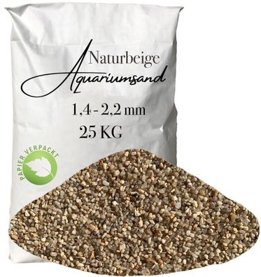 Aquariumsand 1,4-2,2 mm - Naturbeige im 25-kg-Papiersack für durchlässige Stabilität