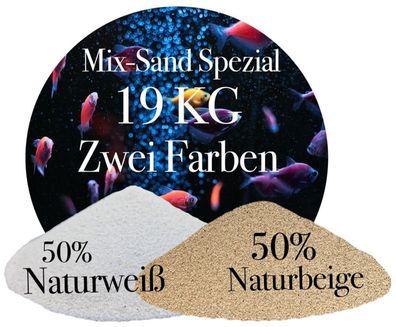 Aquariumsand 19 KG Mix Sand Beige Weiß 0,2-0,8 mm Aquariensand Bodengrund