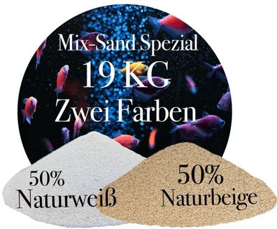 Aquariumsand 19 kg Natur-Mix 0,3-1,0 mm - Beige & Weiß Bodengrund