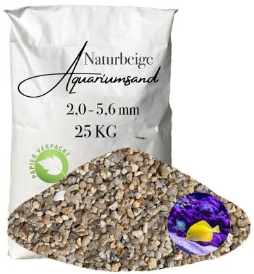 Aquariumsand 2,0-5,6 mm - 25 kg vielseitiger, strukturierender Naturkies für Süß- & M