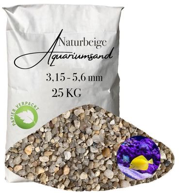 Aquariumsand 4,0-8,0 mm - 25 kg grobkörniger Bodengrund für robuste Zonen & große Aqu