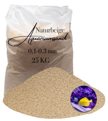 Aquariumsand naturbeige 0,1-0,3 mm 25 kg - feinkörniger Bodengrund für Nano- und Aufz