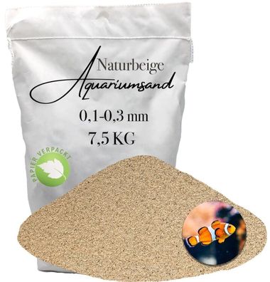Aquariumsand naturbeige 0,1-0,3 mm 7,5 kg - feinkörnig & weich für Bodenbewohner