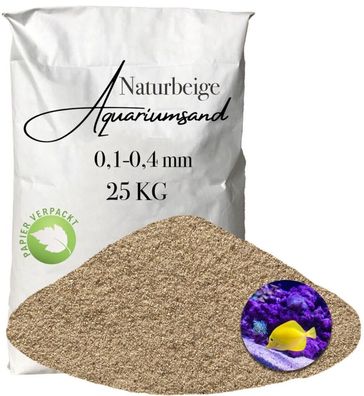 Aquariumsand Naturbeige 0,1-0,4 mm - 25 kg Papiersack für empfindliche Bodenzonen