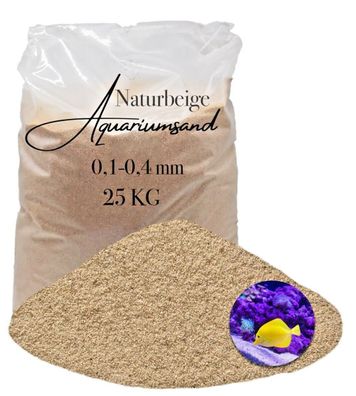Aquariumsand naturbeige 0,1-0,4 mm 25 kg - feinkörniger, kalkfreier Bodengrund