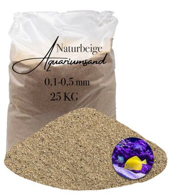Aquariumsand naturbeige 0,1-0,5 mm 25 kg - kalkfreier Feinsand für gesunde Beckenbiol