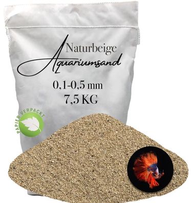 Aquariumsand naturbeige 0,1-0,5 mm 7,5 kg - feinkörnig & keimfrei für Jungfische und