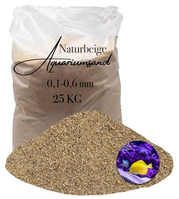 Aquariumsand naturbeige 0,1-0,6 mm 25 kg - kalkfreier Bodengrund für Süß- & Meerwasse