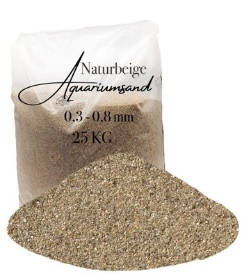 Aquariumsand naturbeige 0,3-0,8 mm 25 kg - robuster Bodengrund für Technik- & Gesells