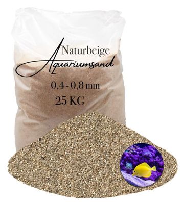 Aquariumsand naturbeige 0,4-0,8 mm 25 kg - feinkörniger Bodengrund für Technikbecken