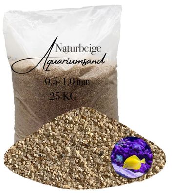 Aquariumsand naturbeige 0,5-1,0 mm 25 kg - strukturierter Kiesboden für robuste Aquar