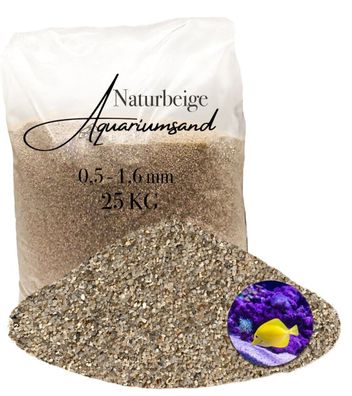 Aquariumsand naturbeige 0,5-1,6 mm 25 kg - strukturreicher Bodengrund für kräftige Fi