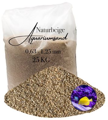 Aquariumsand naturbeige 0,63-1,25 mm 25 kg - stabiler Bodengrund für Technikbecken
