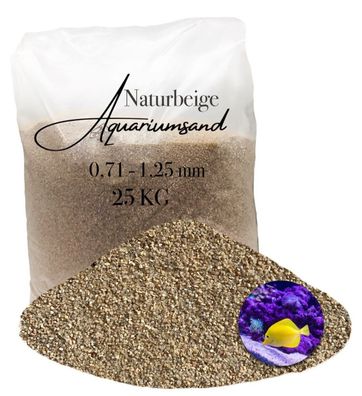 Aquariumsand naturbeige 0,71-1,25 mm 25 kg - standfester Bodengrund für große Aquarie