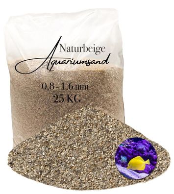 Aquariumsand naturbeige 0,8-1,6 mm 25 kg - robuster Bodengrund für große Aquarienbewo