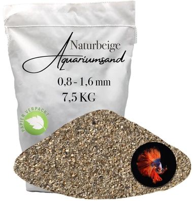 Aquariumsand naturbeige 0,8-1,6 mm 7,5 kg - ausgewogene Körnung für jedes Becken