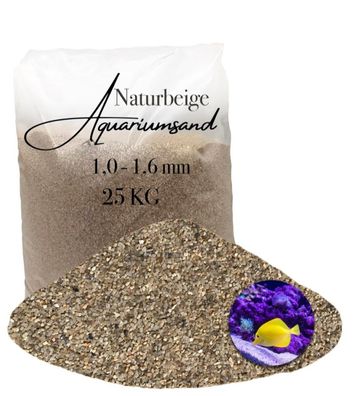 Aquariumsand naturbeige 1,0-1,6 mm 25 kg - grobkörniger Bodengrund für robuste Aquari
