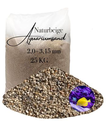 Aquariumsand naturbeige 2,0-3,15 mm 25 kg - robuster Bodengrund für bewegte Aquarien
