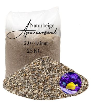 Aquariumsand naturbeige 2,0-4,0 mm 25 kg - grober Bodengrund für großstrukturierte La