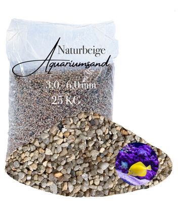 Aquariumsand naturbeige 3,0-6,0 mm 25 kg - grobkörniger Kies für stabile Beckenstrukt