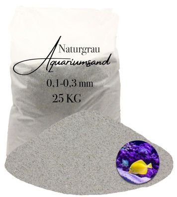 Aquariumsand naturgrau 0,1-0,3 mm 25 kg - extra feiner Bodengrund für Aquarien, natur
