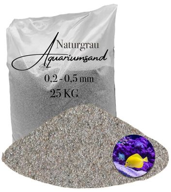 Aquariumsand naturgrau 0,2-0,5 mm 25 kg - feinster Bodengrund für Aquarien, pflanzent