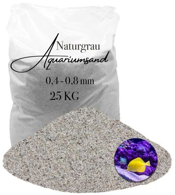 Aquariumsand Naturgrau 0,4-0,8 mm - 25 kg - Feiner Bodengrund für stabile Aquarienwel