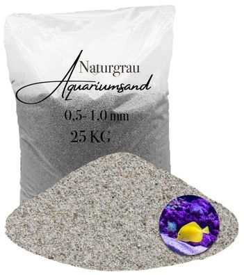 Aquariumsand naturgrau 0,5-1,0 mm 25 kg - naturbelassener Bodengrund, optimal für Süß