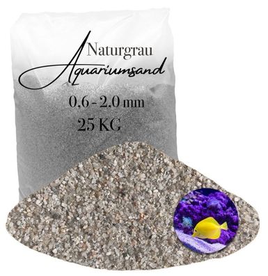 Aquariumsand Naturgrau 0,6-2,0 mm - 25 kg - Flexible Körnung für Süß- & Meerwasserbec