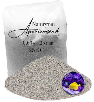 Aquariumsand Naturgrau 0,63-1,25 mm - 25 kg - Ausgewogene Körnung für vielseitige Aqu