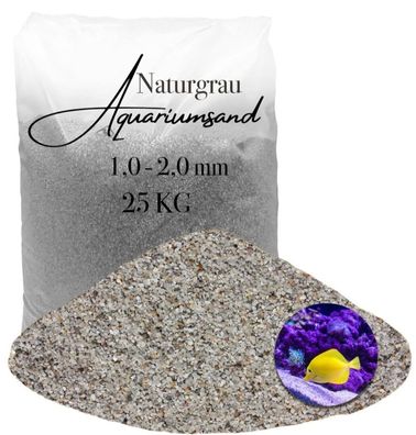 Aquariumsand naturgrau 1,0-2,0 mm 25 kg - quarzrein, rundkörnig, optimaler Bodengrund