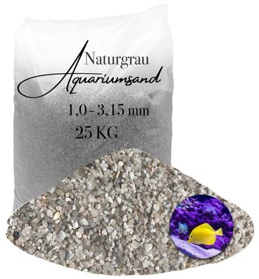 Aquariumsand naturgrau 1,0-3,15 mm 25 kg - quarzrein, rundkörnig, naturbelassen für A