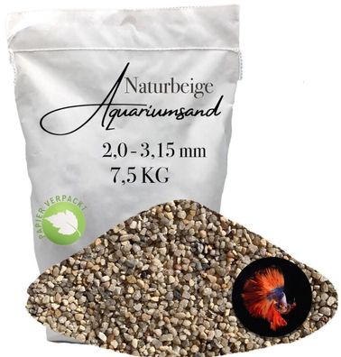 Aquariumsand naturgrau 2,0-3,15 mm 7,5 kg - tragfähig & atmungsaktiv für klare Layout