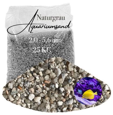 Aquariumsand naturgrau 2,0-5,6 mm 25 kg - natürlicher Bodengrund für Süß- und Meerwas