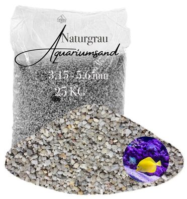 Aquariumsand Naturgrau 3,15-5,6 mm - 25 kg - Grobkies für große Becken & Spezialanwen