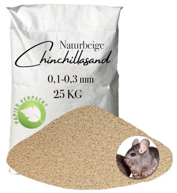 Chinchilla Sand beige Badesand 0,1-0,3mm 25 kg Staubbad Hamster Mäuse Papiersack - Pr