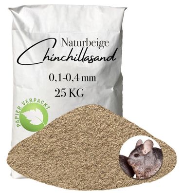 Chinchilla Sand beige Badesand 0,1-0,4mm 25 kg Staubbad Hamster Mäuse Papiersack - Pr