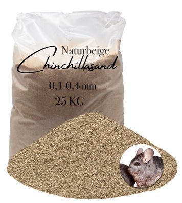 Chinchillasand Naturbeige 0,1-0,4 mm - 25 kg für Fellpflege bei Kleintieren