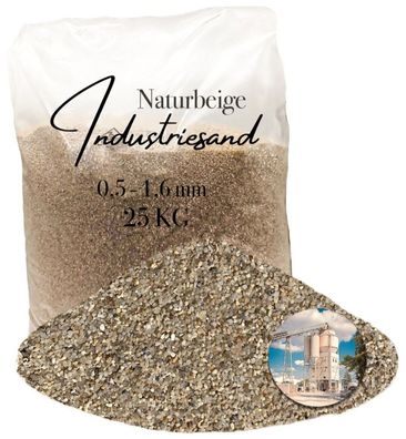 25 kg beiger Quarzsand Industriesand für Kunstharz Einstreung Füllsand 0,5-1,6mm