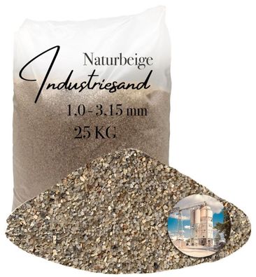 25 kg beiger Quarzsand Industriesand Kunstharz Einstreuung Füllsand 1,0-3,15mm