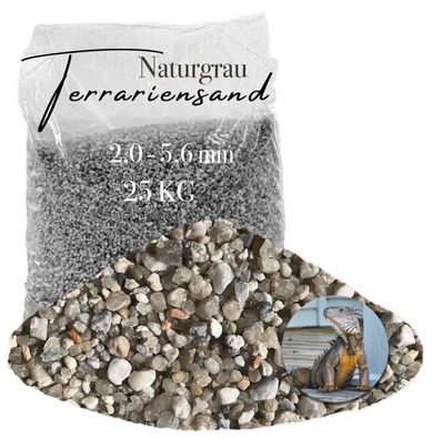 25 kg Terrariumsand 2,0-5,6 hellgrau - naturbelassener Bodengrund für Reptilien