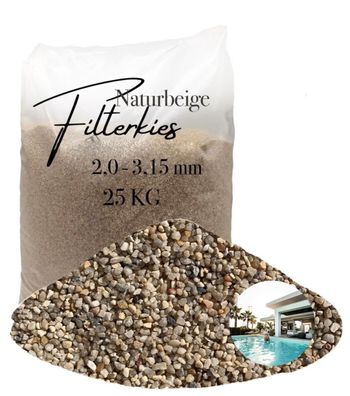 AQUAGRAN® Filterkies 2,0-3,15 mm naturbeige, 25 kg - robuste Quarzkörnung für anspruc