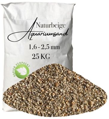 Aquariensand 1,6-2,5 mm - Naturbeige 25 kg papierverpackt für stabile Bodenlayouts