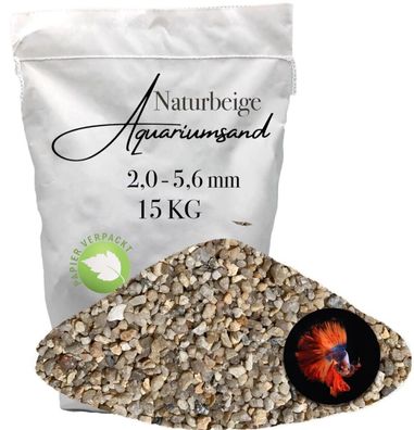 Aquariensand 2,0-5,6 mm - 15 kg naturbeiger Aquariensand & Aquarienkies für dekorativ