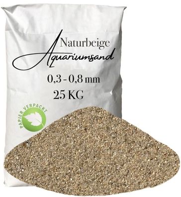 Aquariensand Naturbeige 0,3-0,8 mm - 25 kg Papiersack für Pflanzen- & Garnelenbecken