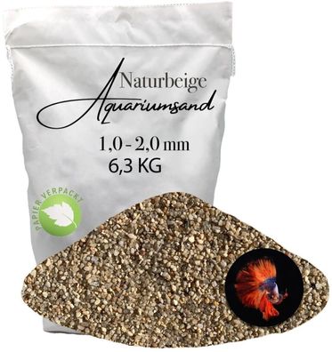Aquariensand naturbeige 1,0-2,0 mm 6,3 kg - idealer Bodengrund für Pflanzenaquarien