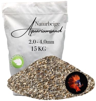 Aquariumkies 2,0-4,0 mm - 15 kg naturbeiger Aquariensand für pflegeleichte Becken & d