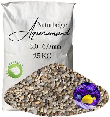 Aquariumkies 3,0-6,0 mm Naturbeige - 25 kg im Papiersack für großkörnige Bodenschicht