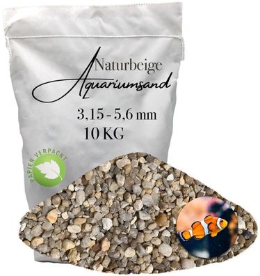 Aquariumkies 3,15-5,6 mm - 10 kg naturbeiger Aquariensand & Aquarienkies für struktur
